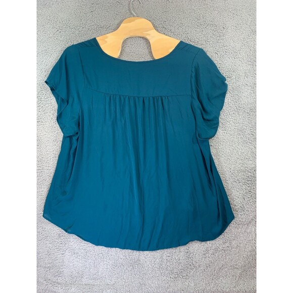 Torrid Size 5 Women's Teal Green Blouse Sleeve-cap Plus Size Lightweight V-Neck - Picture 6 of 9